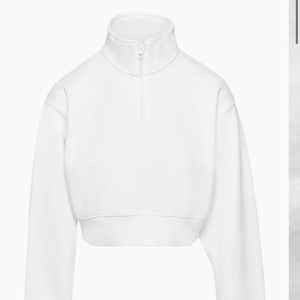 Aritzia TNA Cozy Fleece Perfect 1/4 Zip Sweatshirt in White